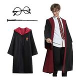 TeknoKapsül Harry Potter Gryffindor Kapişonlu Çocuk Kostüm + Asa + Gözlük Seti 9-10 Yaş