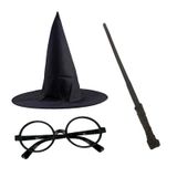 TeknoKapsül Harry Potter Siyah Şapkası Harry Potter Gözlüğü Harry Potter Asası 3 Lü Set CC-CSM-3445