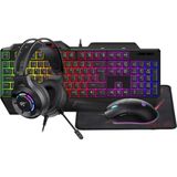 TeknoKapsül Havit Gamenote KB905CM-TUR 4'lü Gaming Set – Klavye, Mouse, Kulaklık, Mousepad – Rainbow, Pc Uyumlu