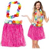 TeknoKapsül Hawaii Luau Ha Pembe Püsküllü 40 cm Etek Hawaii Kolye Seti