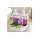 TeknoKapsül Ikili Sıvı Sabunluk ve Seti - Yüzük Bez Askılı Sünger Hazneli 2X350 ml 2li Sıvı Sabunluk