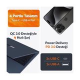 TeknoKapsül Juo 100W 4 Portlu Usb-C + Usb-A Gan Şarj Aleti & & Notebook Type-C Hızlı Şarj Cihazı - 001-Renkli