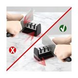 TeknoKapsül Kanji 3 Fonksiyonlu Paslanmaz Çelik Bıçak Bileyici – Elmas, Tungsten ve Seramik Bileme – Şef, Mutfak, Meyve, Çakı ve Av Bıçakları Için Ergonomik Bileme Aleti