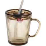 TeknoKapsül Kapaklı Pipetli Cam Kupa Bardak Çay Kahve Meşrubat Tatlı Bardağı Kahverengi 370 ml - Option-1 - 0 - Siyah