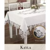 TeknoKapsül Kayla Model Krem 155x220 cm Keten Dantel Dekoratif Zarif Yemek Masası Örtüsü BZ-CKH1779
