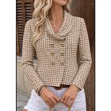 TeknoKapsül Kazayağı Desenli Kruvaze Blazer Ceket - Beyaz / Xl - 0 - Beyaz