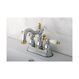 TeknoKapsül KB1604PL 4 Inç Lavabo Bataryası Porselen Kol Saplı, Parlak Krom Parlak Pirinç