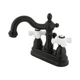 TeknoKapsül KB1605PX 10,5 cm Lavabo Bataryası Porselen Çapraz Kulplu, Yağlı Bronz Ovuşturdu Bronz, Yağlı Bronz