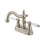 TeknoKapsül KB1606PL 4" Porselen Kol Saplı Merkezli Lavabo Bataryası Pn, Cilalı Nikel