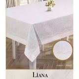 TeknoKapsül Keten Masa Örtüsü Tablecloth 160x260 cm Dantel Yemek Masası Örtüsü Liana Model Krem BZ-CKH310