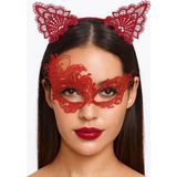 TeknoKapsül Kırmızı Dantel Maske Taç Seti 1 No - Kostüm Seti