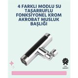 TeknoKapsül Krom Kaplamalı Çok Fonksiyonlu Musluk Başlığı | Paslanmaz Malzeme TD-UCZZMUSLUKBALII-3