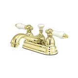 TeknoKapsül KS3602PL Restorasyon 10 cm Merkez Seti Porselen Kol Saplı Lavabo Musluğu, Cilalı Pirinç