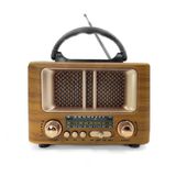 TeknoKapsül Küçük Mini Boy Retro Ahşap Tasarım Bluetooth Hoparlörlü Radyo – FM/AM Destekli, Şarjlı ve Taşınabilir Radyo NS-8108 (5643) GI-115389