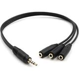 TeknoKapsül Kulaklık Çoklayıcı 3.5 mm Erkek x 1/3 Stereo Dişi x 3 - 30 cm Y Kablo