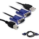 TeknoKapsül Kwm Switch Kablo 1.5 Metre VGA Erkek-Erkek + USB + Printer