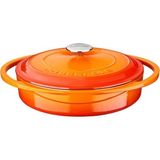 TeknoKapsül Lava Döküm Çok Amaçlı Yayvan Tencere Döküm Demir Kapak Heritage Serisi ÇAP(Ø)28CM. Turuncu