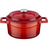 TeknoKapsül Lava Döküm Yuvarlak Tencere, Trendy, 16CM, Kırmızı