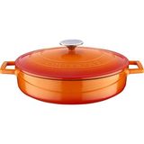 TeknoKapsül Lava Metal Döküm Çok Amaçlı Yayvan Tencere, Trendy, 28 Cm, 3.51 L Hacim, Turuncu