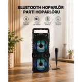 TeknoKapsül LED Işıklı Bluetoothlu Hoparlör Mikrofonlu Taşınabilir Ses Sistemi LS-UCZZZ1688HOPARLR-7-3434