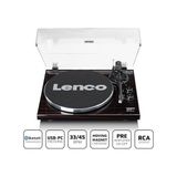 TeknoKapsül Lenco LBT-288 Wa Pikap Plak Çalar Bluetoothlu Koyu Kahve Ceviz Pikap Plak Çalar