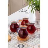 TeknoKapsül LM-0035 Ehli Keyf 4 Parça 4 Kişilik Çay Seti – 200 ml Borosilikat Cam Kulplu Tombik Bardak Takımı