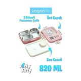 TeknoKapsül Lunch Box 820 ml Tek Kat Üç Bölmeli Sos Kaseli Yeni Nesil Sefer TASI-FFLBOX10283