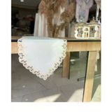 TeknoKapsül Masa Üzerine Runner, Sehpa Örtüsü Fransız Dantel Detaylı Lale 40 x 145 cm Krem BZ-CKH751
