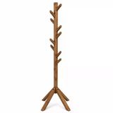 TeknoKapsül Masif Çam Ahşap Ayaklı Askılık? Ceviz Renk 180 Cm Ekstra Boy 8 Kollu Portmanto BZ-KMSL27351