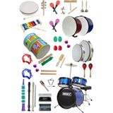 TeknoKapsül Midex Örf Aletleri Seti Overmuch Paket-3 Marakas Zil Üçgen Ksilofon Melodika Mızıka Davul Flüt (32 Parça)