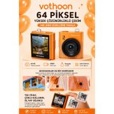 TeknoKapsül Mini Dijital Kamera 64mp 16x Digital Zoom Retro Vintage 1.4’’ekranlı Video Kamera Taşınabilir Tasarım Turuncu MP-EM-EM-MINI