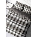 TeknoKapsül MONOHOME%100 Pamuk Saten Çift Kişilik Nevresim Takımı Grey Ekose, MONOHOME36263 - Beyaz
