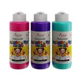 TeknoKapsül Mor, Fuşya, Turkuaz Parmak Boyası 3'lü Set 3X120 ml