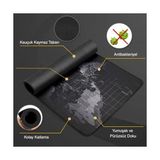 TeknoKapsül Mouse Pad 30X60 cm Kaymaz Kauçuk Tabanlı Dünya Haritası Büyük Boy Klavye Mouse Altlığı Er