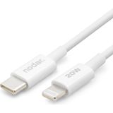 TeknoKapsül Nodar 20W Usb-C To Lightning Hızlı Şarj Kablosu 1 Metre Pd Veri Kablosu iPhone 14, 13, 12, 11, Pro, Max, iPad Uyumlu Sağlam ve Dayanıklı Tpu Yalıtım Yüksek Hızlı Veri Transferi Beyaz ND1151