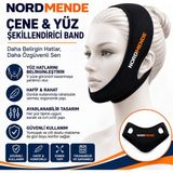 TeknoKapsül Nordmende Çene ve Yüz Şekillendirici Band - Ayarlanabilir V-Line Yüz Toparlayıcı Band - Cırt Cırtlı Esnek Yüz Bandı - Siyah