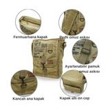 TeknoKapsül Old Cargo 8184 Salaş Kanvas Omuz Postacı Laptop Okul Seyahat Günlük Pamuklu Çanta (Açık Camel) - Option-1 - 001-Renkli