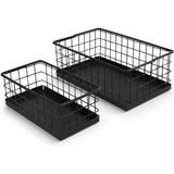 TeknoKapsül Orret Home 2’li Metal Sepet Organizer, Siyah Tel Saklama Sepeti, Paslanmaz Çok Amaçlı Mutfak Banyo Ofis Dolap İçi Masa Üstü Raf Tezgah Düzenleyici Set, 25 ve 30 cm AMZ-B0H552QRSX