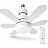 TeknoKapsül Orret Home Kumandalı LED Ampul Vantilatör 30W 1550 Lümen, E27 Sabit Duya Uyumlu Tavan Vantilatörü, 3 Işık Modu 3 Pervane Hızı, 46 cm 6 Kanatlı Sessiz Fanlı Lamba, Beyaz