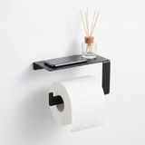 TeknoKapsül Orret Home Raflı Yapışkanlı Tuvalet Kağıtlığı – Siyah Metal Duvara Yapıştırılabilir Wc Kağıtlık – Telefon Standlı Paslanmaz Banyo Kağıtlık – Delmeden Montajlı Modern Raf Organizer(Standlı Wc Kağıtlık)