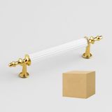 TeknoKapsül Ovacık 10 Adet Gold Altın Beyaz 96 mm Metal Kulp Mobilya Çekmece Dolap Kapak Kulpu Kulbu Kulpları