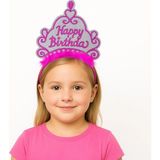 TeknoKapsül Pembe Happy Birthday Prenses Tacı – Doğum Günü Taç Aksesuarı
