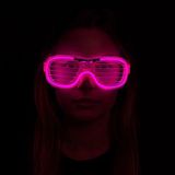 TeknoKapsül Pembe LED Işıklı Parti Gözlüğü - Neon Glow Şerit Gözlük 3 Modlu