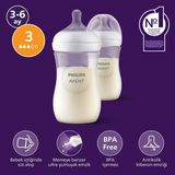 TeknoKapsül Philips Avent Doğal Tepkili 2'li Pp Biberon Seti, 260ML, 3-6 Ay, SCY903/02