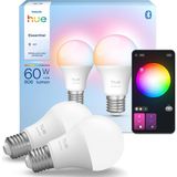 TeknoKapsül Philips Hue Essential 8W E27 806 Lumen Renkli Akıllı Ampul A60 (2'li Ekopaket) - 25.000 Saat Ampul Kullanım Ömrü - Beyaz - Kırmızı