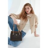 TeknoKapsül Pierre Cardin Kahve Monogram Kadın Omuz Çantası 05PO23Y1712