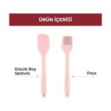 TeknoKapsül Pikas Silikon Spatula Seti 5’li - Çırpıcılı, Yapışmaz Tava Uyumlu, Dayanıklı Mutfak Seti (Pembe)