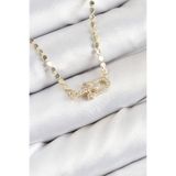 TeknoKapsül Pirinç Zirkon Taşlı Tifany Model Ezme Zincir Gold Renk Kadın Kolye YTMEYEB6880D379054BEBF103042F41