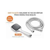 TeknoKapsül Pizza Modeli Duş Başlığı Seti Sert Plastik 150 cm Paslanmaz Çelik Hortumlu Yüksek Basınçlı El Duşu