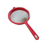 TeknoKapsül -Plastik Saplı Paslanmaz Çelik Süzgeç - Kırmızı - 17 cm